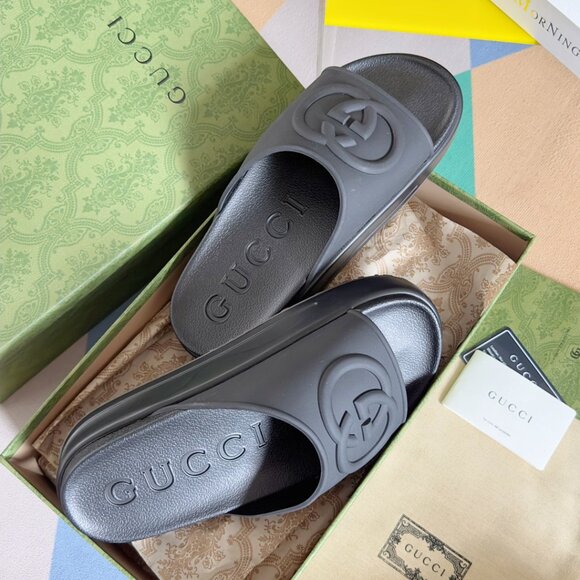 Gucci Gray Slide Sandals - Picture 4 of 9